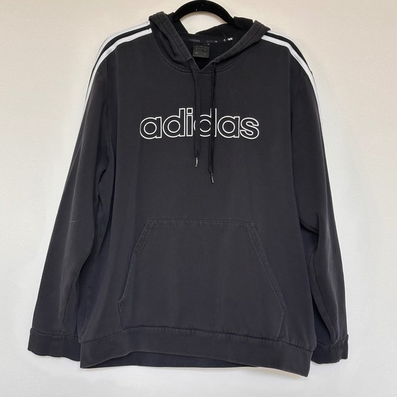 adidas Other - Adidas Essentials Mens XL Black 3-Stripe Fleece Pullover Hoodie Sweatshirt